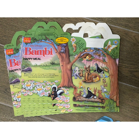 Lot Of 11 1988 Vintage McDonald's Walt Disney's BAMBI Happy Meal Box Rare Party - Picture 4 of 8